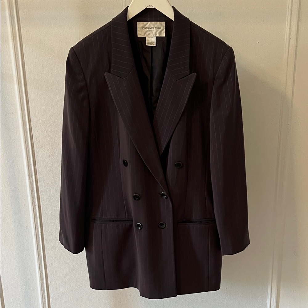 Jones New York Women's Brown Double-Breasted Blazer